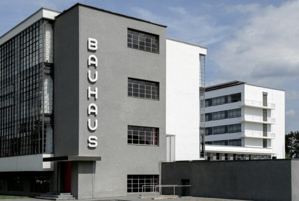 bauhaus design school building. A building with a Bauhaus sign on the side of it