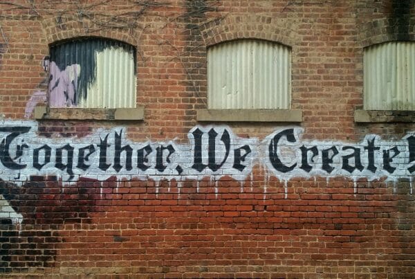 white and black Together We Create graffiti wall decor